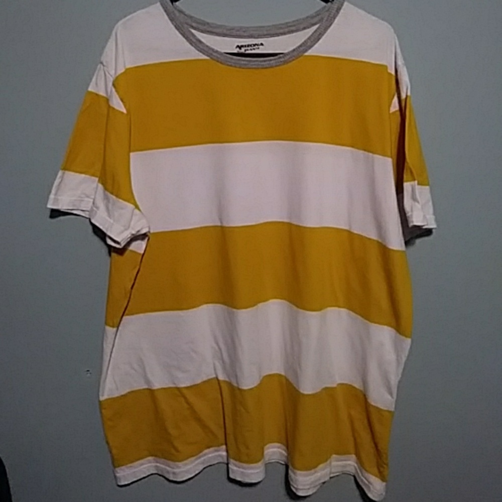 White and yellow striped t-shirt